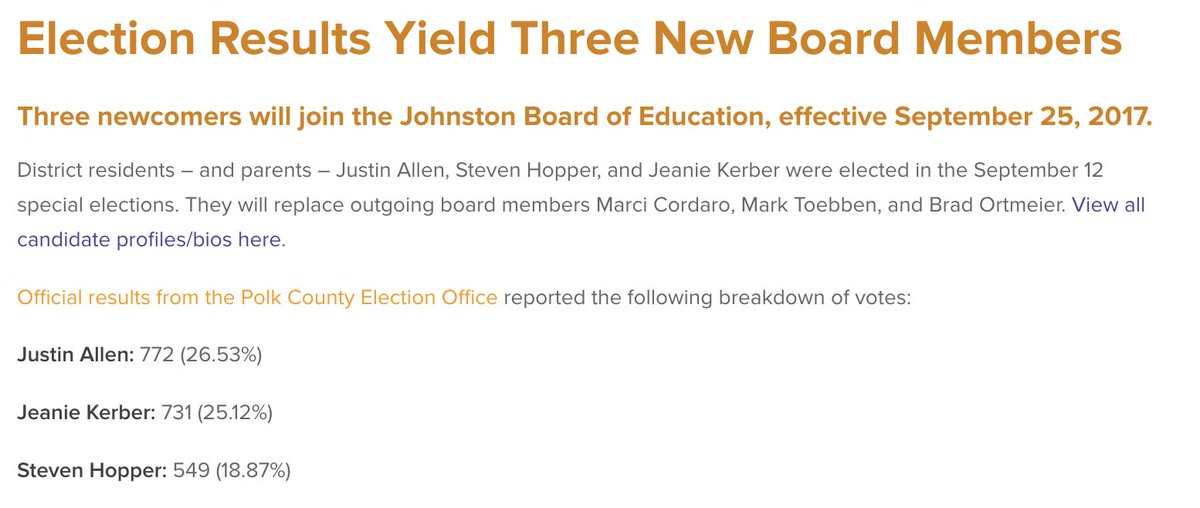 campbell50324's tweet photo. @LoriStiles321 @lyaforjohnston I love how you’re threatening the highest vote-earner for JCSD in the last DECADE with your supporters. Do you know the difference between your voters and hers? Her voters know she’s looking out for ALL students, not just those whose parents agree with her. Receipts: https://t.co/pAVVP5bE0h