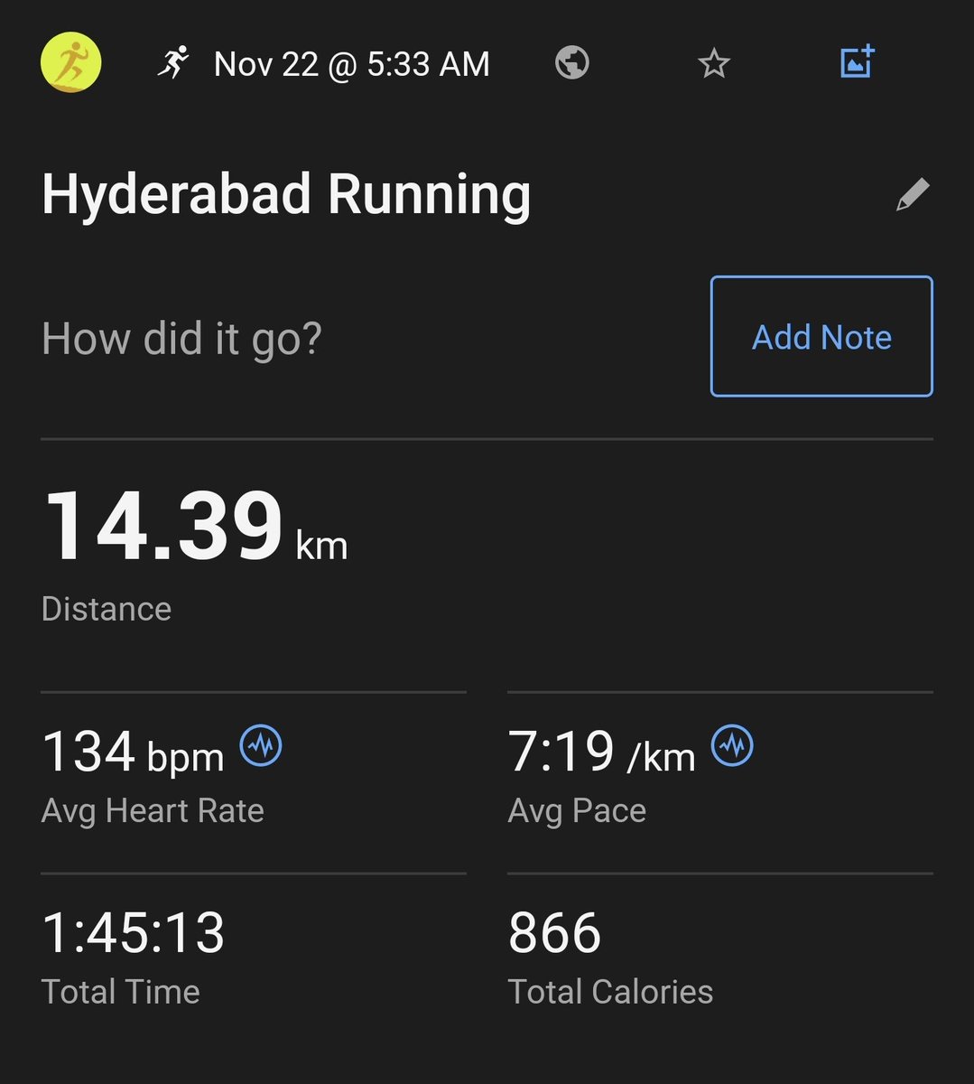 databaaj's tweet photo. #MidweekModerateRun of 14K with pace target of 7:30 and AHR of 136.
Achieved: 7:19; AHR 134. Had 24 hrs water fast as well yesterday π. Finished 200 K for Nov 2023.
#Pledge24 #ARRunStats2023 #RunningTwitter https://t.co/jmrsX0JYxK