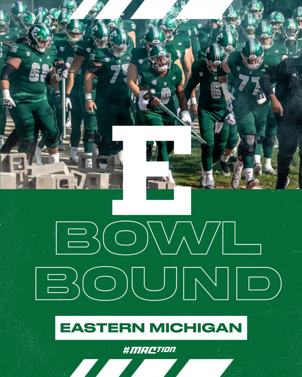 E TOUGH ⛓️

With tonight's victory, the Eagles have officially become bowl eligible for the sixth time in the previous seven full seasons! 

<a href="/EMUFB/">Eastern Michigan Football</a> | #MACtion