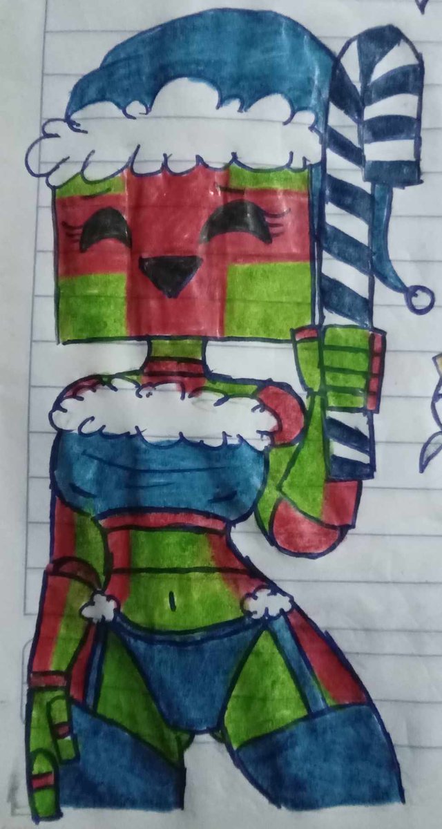 SrCookiemanNSFW's tweet photo. ✨🍪Ya casi llega el mes de Diciembre el cual es mi mes favorito, Boxy quiso adelantarse antes de Navidad mostrando su traje navideño azulado el cual le parecio bastante hermoso🍪✨
#art #artwork #traditionalart  #traditional #Christmas #CookieHouse #originalcharacter  #draw https://t.co/LKgpsee2Rh