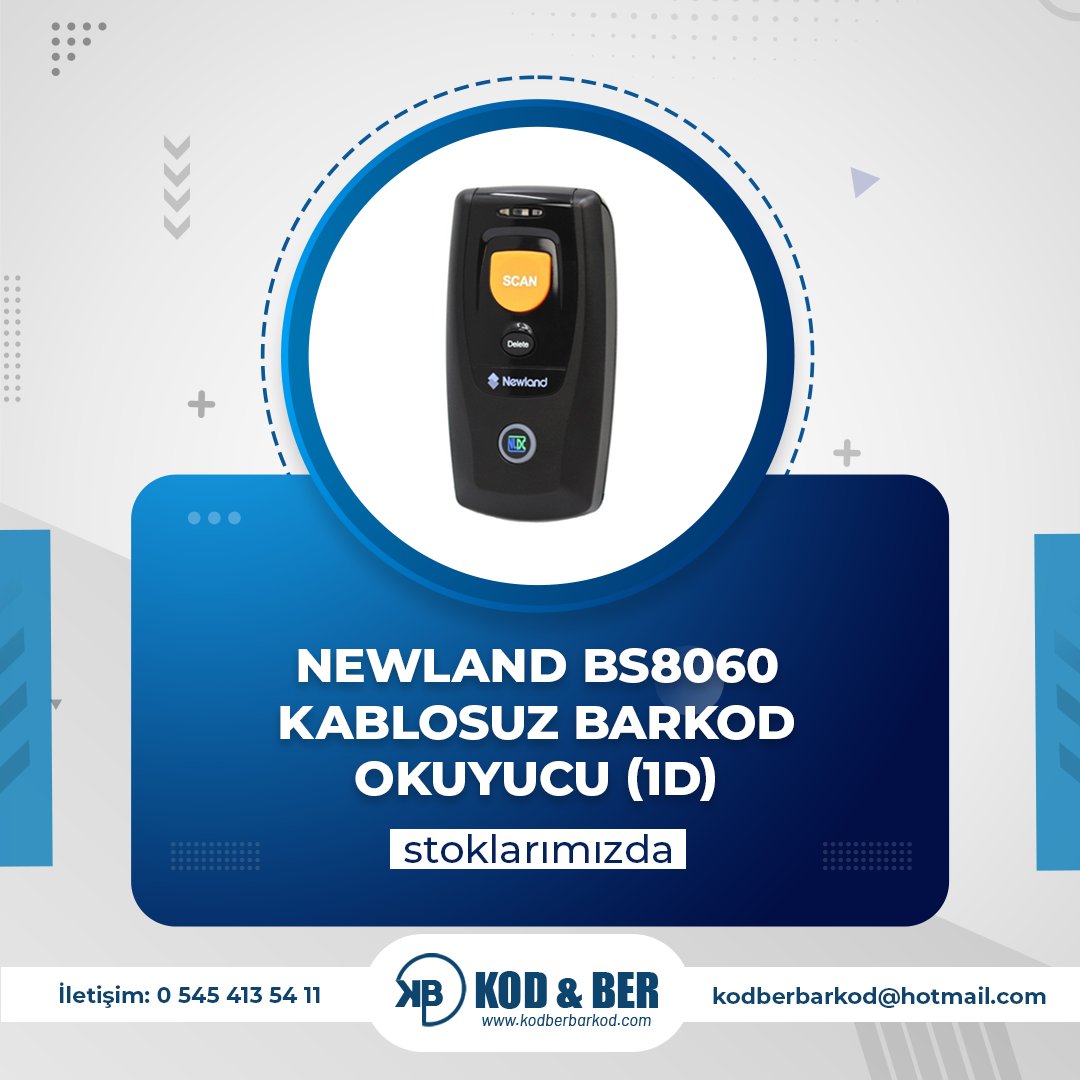 NEWLAND BS8060 Kablosuz Barkod Okuyucu (1D) Stoklarımızda...
#BarkodMakinesi #BarkodYazıcı #EtiketYazıcı #YapışkanlıEtiketYazıcı #EndüstriyelBarkod #ZebraBarkodYazıcı #kodberbarkod #etiket #barkod #argox #KuşeEtiket #termaltransfer #zebra #zebrabarkod #zebrabarkodyazıcı #aclas