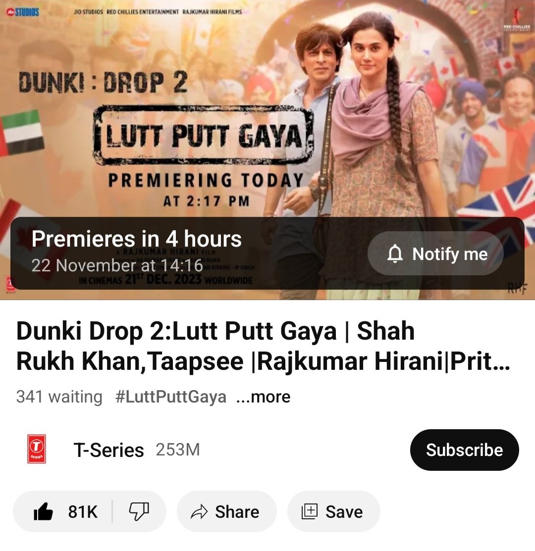 eflipnews's tweet photo. 81k likes done already
#DunkiDrop2 #lutt #LuttPuttGaya #ShahRukhKhan #TapseePannu #TSeries https://t.co/teQ5IqLvPz