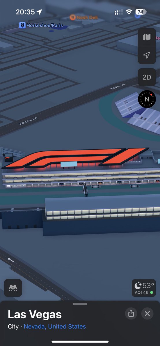 emcro's tweet photo. Someone on the Apple Maps team is a big #formula1 fan…

Even added cars in the pits! https://t.co/brrGOaiM2I