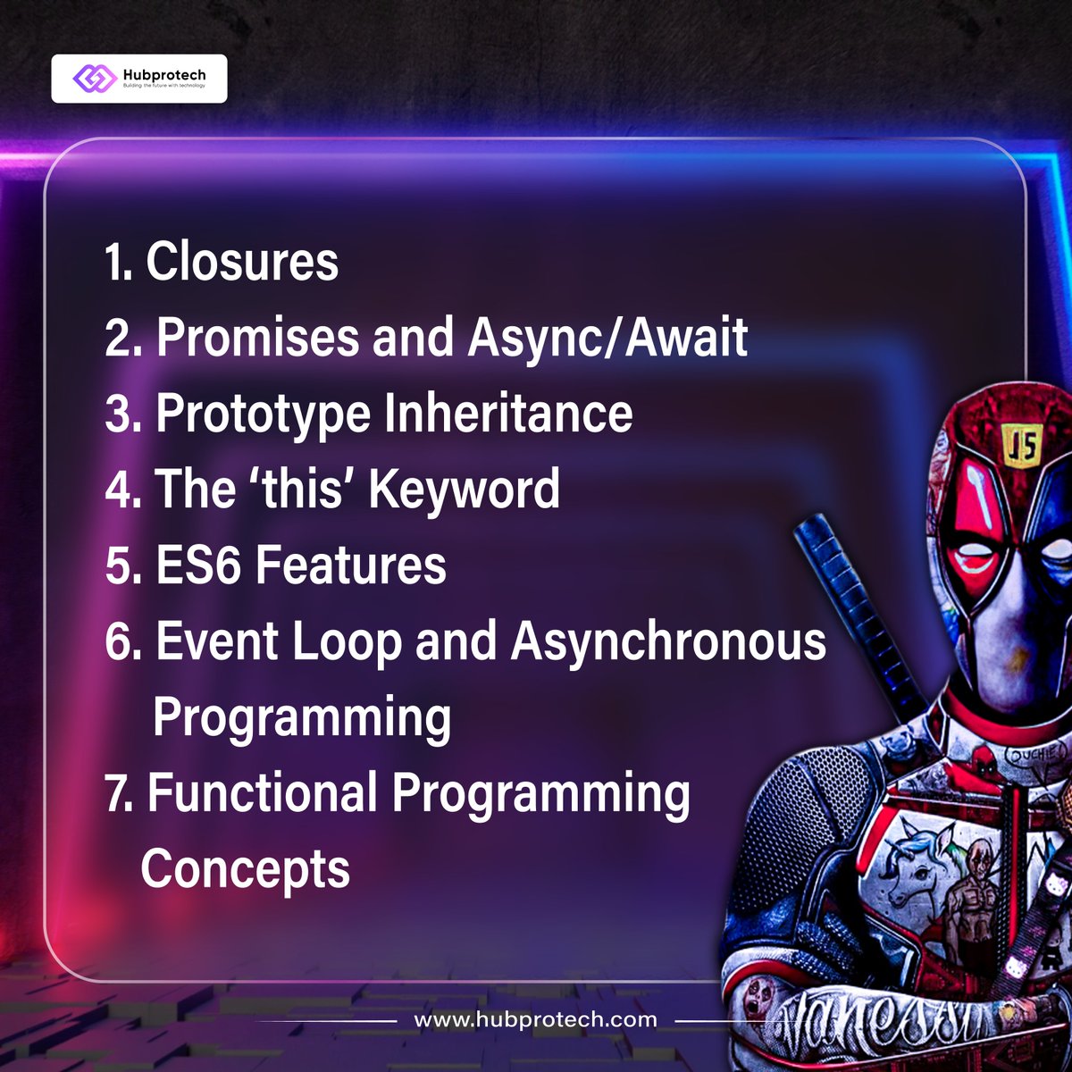 hubprotech's tweet image. Dive into the depths of JavaScript with us as we explore advanced concepts that will take your coding skills to the next level. Stay tuned for more!#JavaScript #AdvancedJS #CodingSkills #ITCompany #TechUpdates #CodingCommunity #WebDevelopment #FutureOfWebDev #hubprotech #website