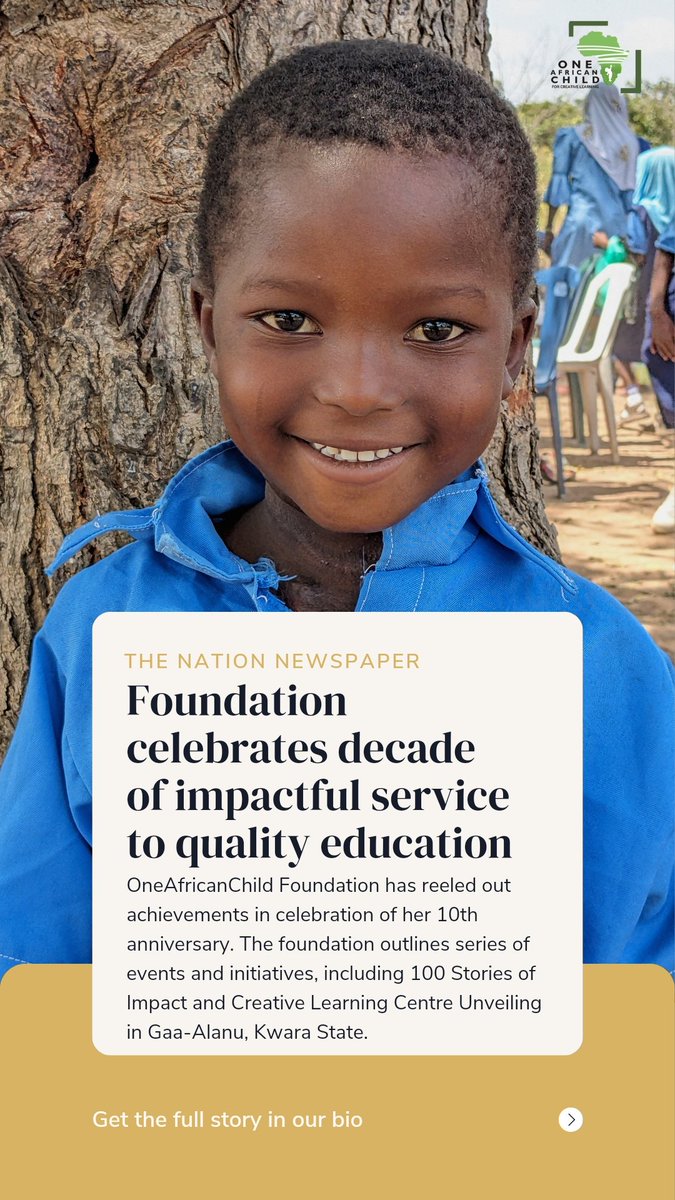 OneAfricanChild (@1african_child) on Twitter photo We are excited to be featured by <a href="/TheNationNews/">The Nation Nigeria</a>! 🎉
Click the link below to read the full article:
thenationonlineng.net/foundation-cel…
#OACAnniversary #10YearsofImpact #OneAfricanChild #TransformingEducation #OAC
#ADecadeOfImpact We are excited to be featured by <a href="/TheNationNews/">The Nation Nigeria</a>! 🎉
Click the link below to read the full article:
thenationonlineng.net/foundation-cel…
#OACAnniversary #10YearsofImpact #OneAfricanChild #TransformingEducation #OAC
#ADecadeOfImpact