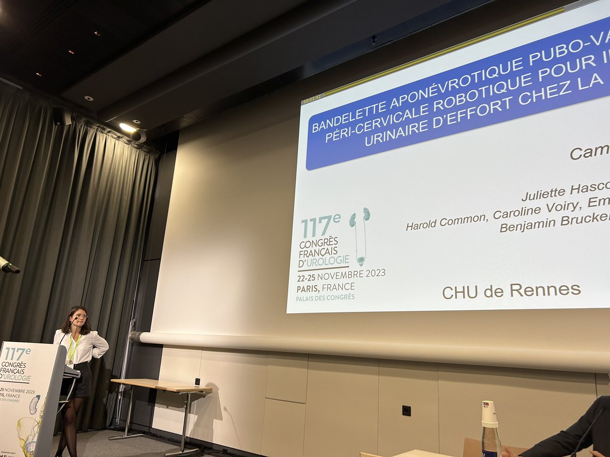 Robotic vs pubovaginal autologous fascia sling. Nice presentation by <a href="/HaudebertC/">HAUDEBERT Camille</a> <a href="/CHURennes/">CHU de Rennes</a>. Similar outcomes. Interesting option when a concomitant abdominal procedure is needed #cfu2023
