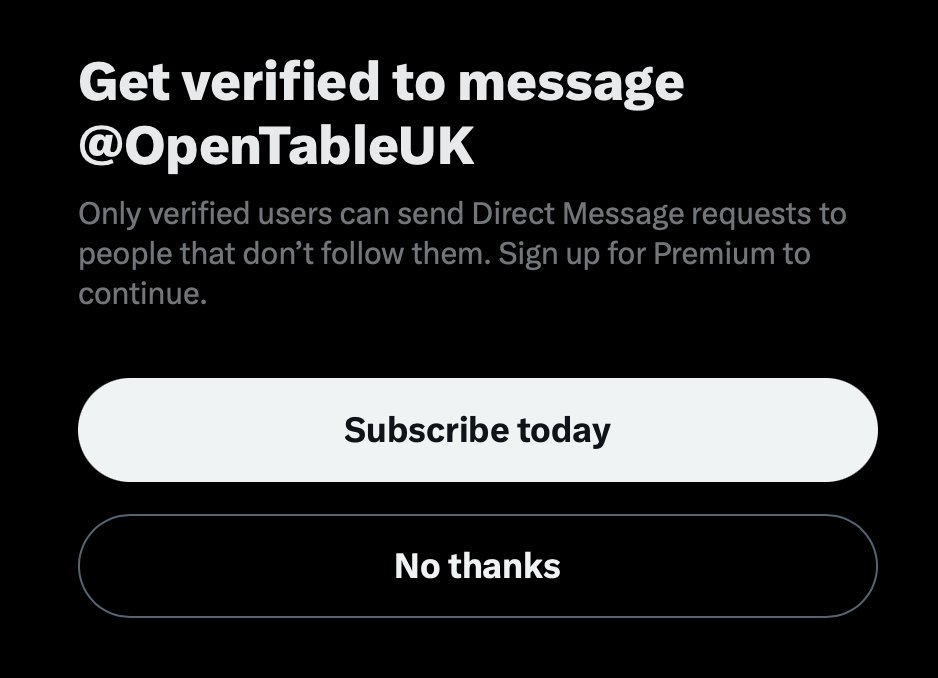 Well crap, another nail in the coffin for TwiXer... it is no longer possible to communicate with brands or companies privately without paying for Premium. Is this service good for anything anymore?