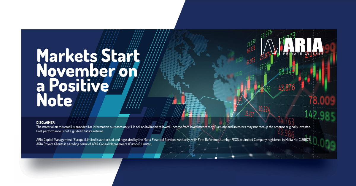 Markets started November on a very positive basis after poor performances in September and October. Some economic figures show a decline in inflationary pressures.

Eurozone inflation rate fell to 2.9% in October, down from 4.3% in September. Company earnings are generally good.