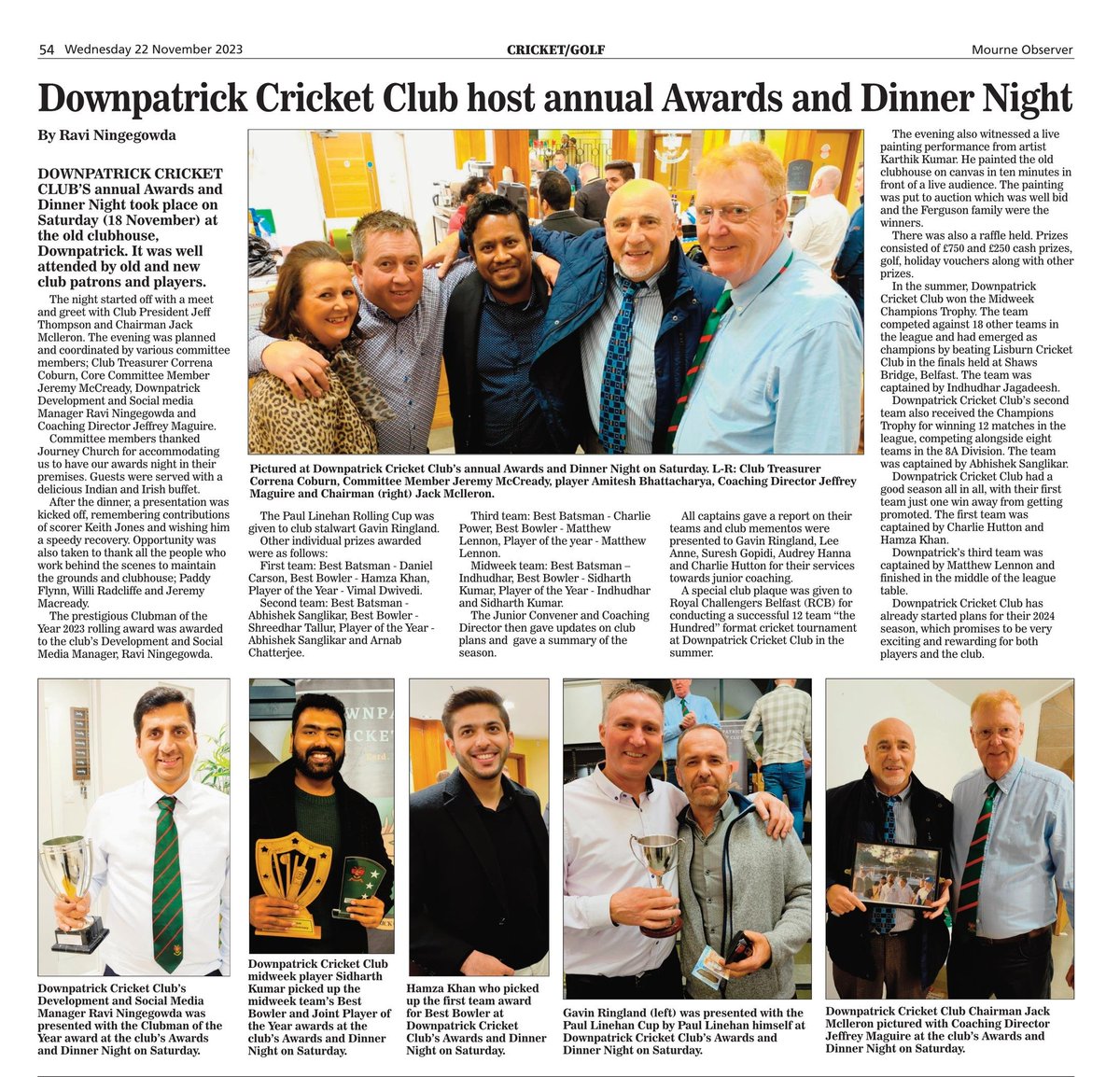 🗞️ Mourne Observer 📰 coverage of Downpatrick Cricket Club Annual Awards & Dinner Night 2023 #downpatrickcricketclub #downpatrickcricketclub2023 #northerncricketunion #NCU #downpatrickcricketclubannualdinner