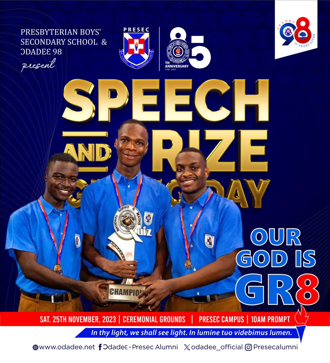 papwilly's tweet photo. Our God is Gr8. Join the GOAT as we celebrate 85 years of excellence on 25th November 2023. 
#PRESEC85thSpeechDay https://t.co/CuVxcwhAry