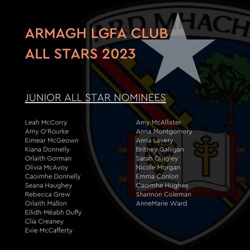 🏆Club &amp; County Awards Night 🏆

🧡All Star Junior Team of The Year Nominees 🧡

Ticket Link ⬇️
klubfunder.com/Clubs/Armagh_L… 

#LGFA
#wearearmagh