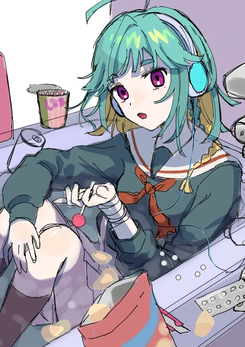 高校生の頃にラフで満足してしまった絵見て 