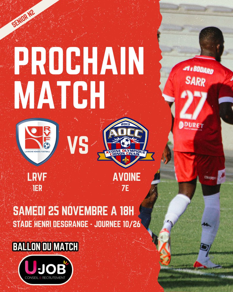 Prochain match en National 2 !

🆚 @aocc_football 
🗓️Samedi 25 a 18h 
📍Stade Henri Desgrange
