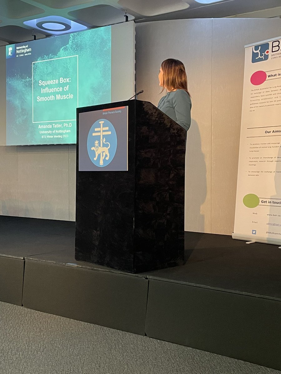 BALRcommunity's tweet image. @amandatatler is the last speaker in part 1 of ‘Another brick in the wall’ at #BTSWinter2023, talking about #smoothmuscle in #airwaydisease