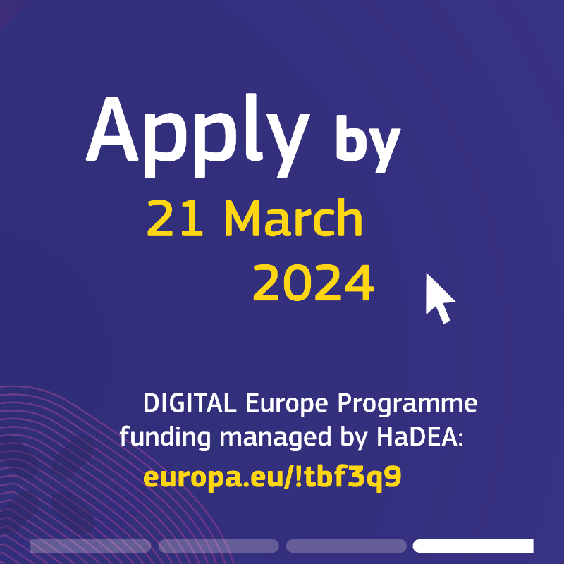 EU_HaDEA's tweet photo. 📢 The call for proposals under the #DigitalEUProgramme is still open!

💸 €42 million will be allocated to design and support:
🟣 Advanced #DigitalSkills
🟣 the Cybersecurity Skills Academy

🗓️ Deadline: 21 March 2024

Apply now! ⤵️