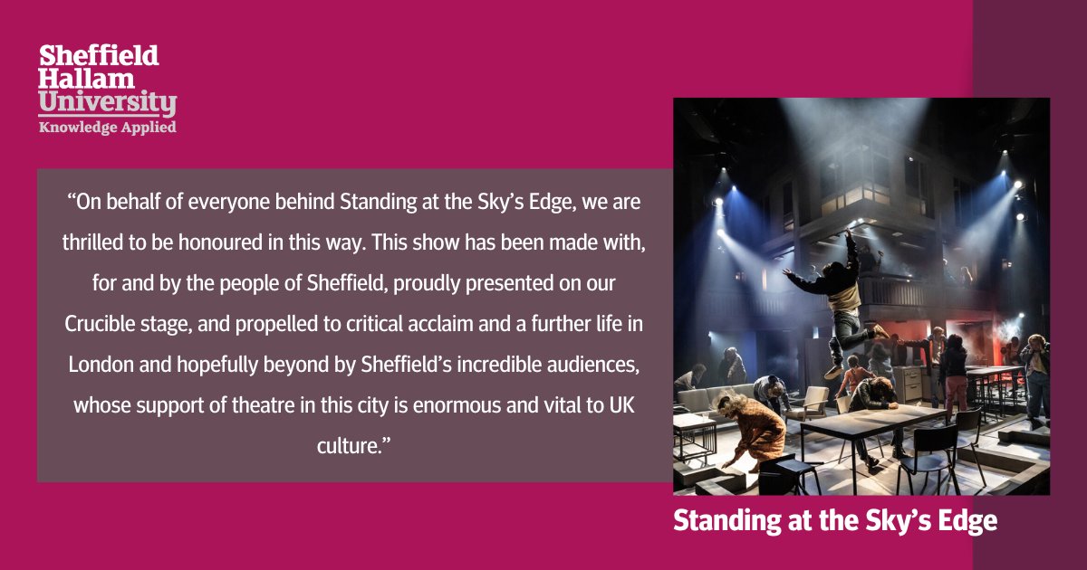 Sheffield Hallam Alumni (@shu_alumni) on Twitter photo Congratulations to <a href="/SkysEdgeMusical/">Standing At The Sky's Edge</a>, who received an honorary doctorate yesterday in recognition of its legacy & brilliant storytelling, centred on Sheffield.
Robert Hastie, Chris Bush & Rupert Lord accepted the award on behalf of the wider cast & creative team. Congratulations to <a href="/SkysEdgeMusical/">Standing At The Sky's Edge</a>, who received an honorary doctorate yesterday in recognition of its legacy & brilliant storytelling, centred on Sheffield.
Robert Hastie, Chris Bush & Rupert Lord accepted the award on behalf of the wider cast & creative team.