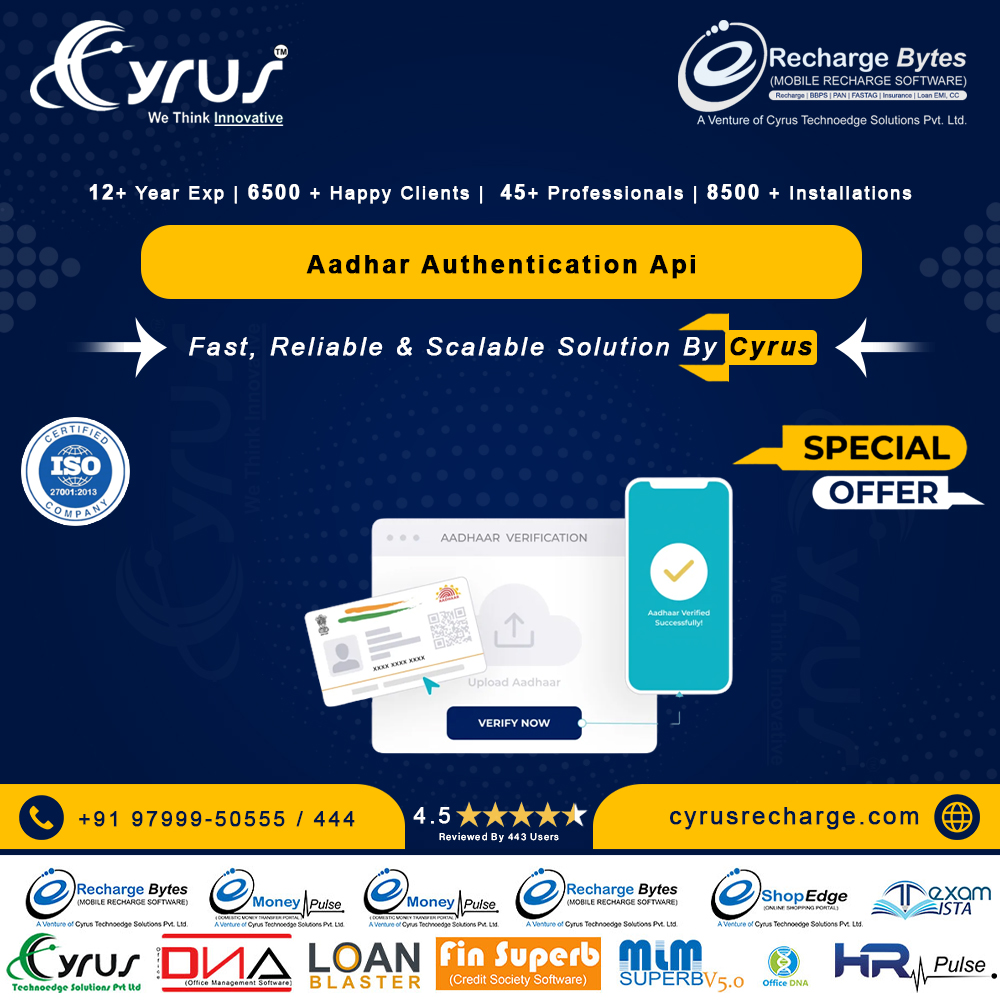 cyrusrecharge's tweet image. As Our Aadhar Verification Service API provides an automated, efficient, and secure way to verify the identity of your users or customers.
Contact us today for demo: 9799950555 

Visit us:  CyrusRecharge.com

#AadharVerificationApi #AadharAuthenticationApi #erechargebyte