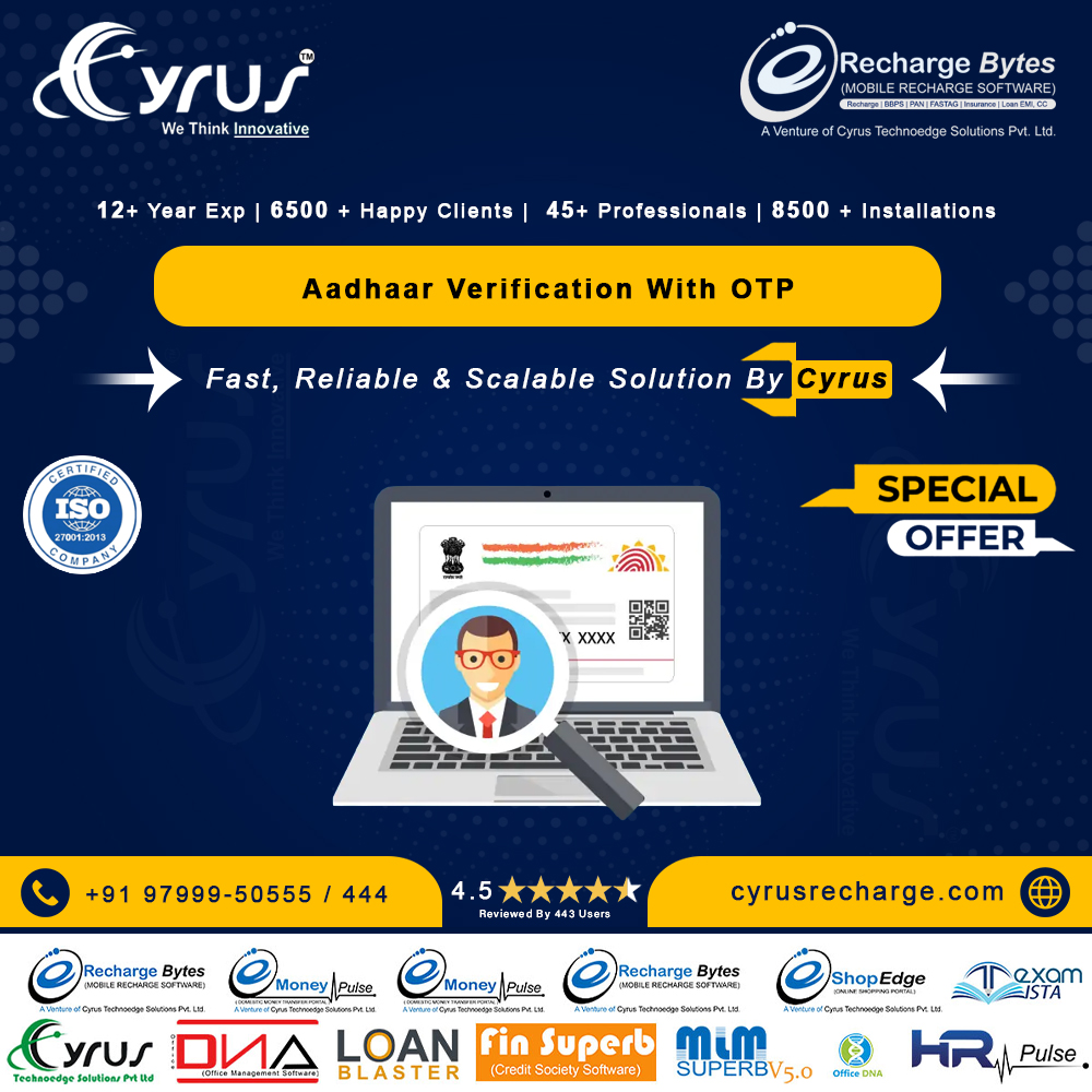 cyrusrecharge's tweet image. As Our Aadhar Verification Service API provides an automated, efficient, and secure way to verify the identity of your users or customers.
Contact us today for demo: 9799950555 

Visit us:  CyrusRecharge.com

#AadharVerificationApi #AadharAuthenticationApi #erechargebyte