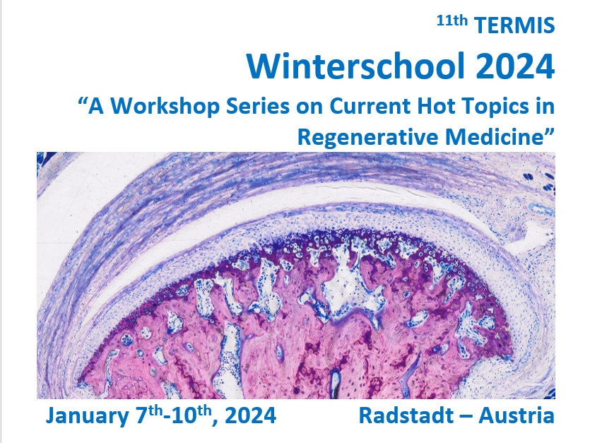 Join the 11th TERMIS Winterschool in beautiful Radstadt, Austria to learn and discuss about Current Hot Topics in #RegenerativeMedicine! Early bird deadline ends November 24!! trauma.lbg.ac.at/news/save-the-… @EuTermis @SyisEu