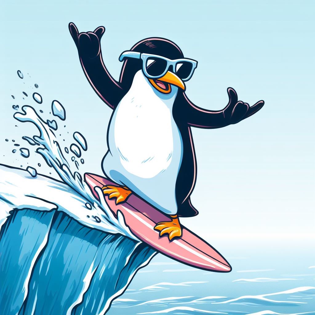 Surfing the icy waves like a chill pioneer – because penguins know how to ride the frosty tide! 

🐧🏄‍♂️ 

Tag a friend who's ready to make a splash, penguin style. 

🕶️❄️ 

#ArcticAdventures #PenguinSurfer #ChillThrills