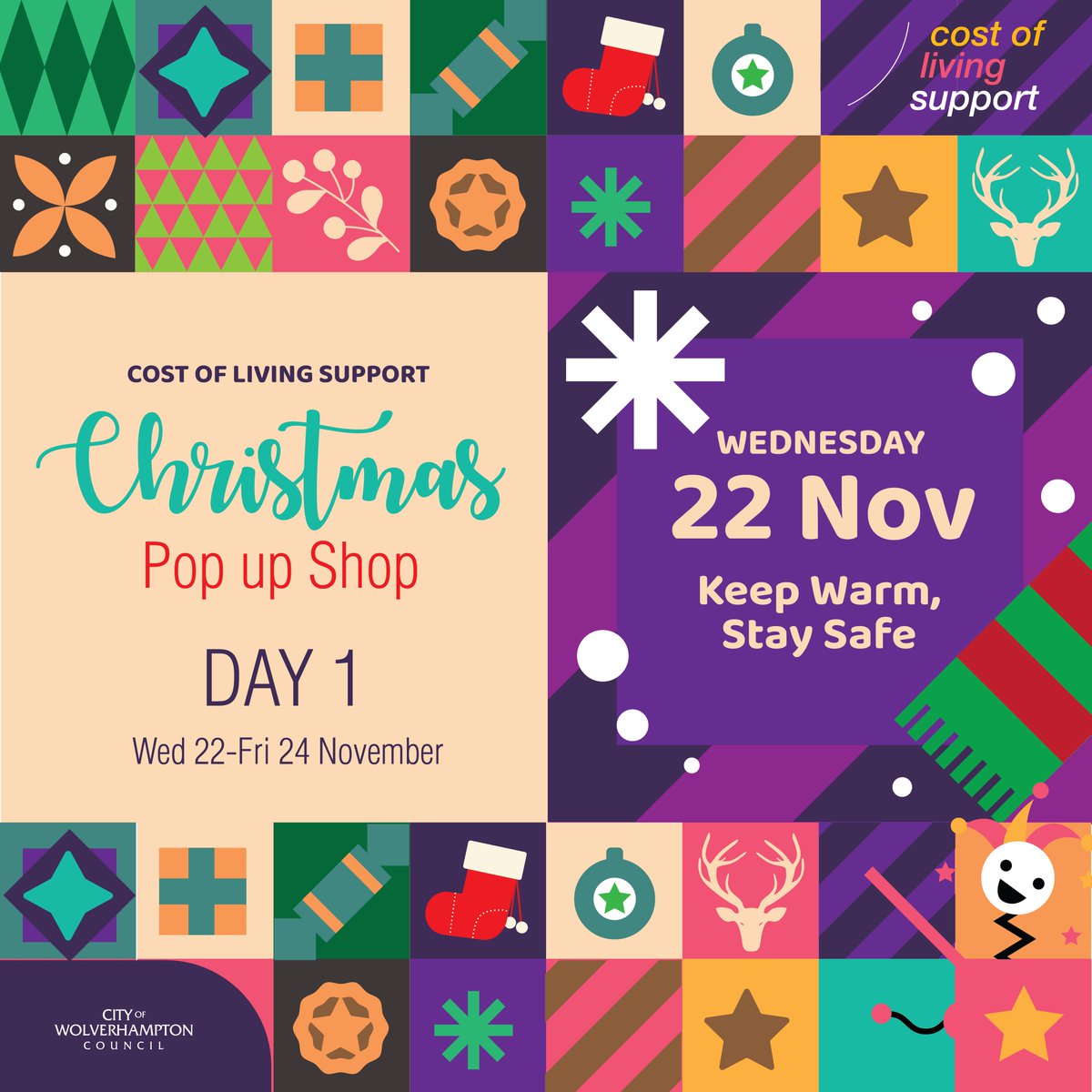 Come see us at the Community Hub, Lower Mall, Mander Centre for our Xmas pop-up shop to help you save this festive season!  Spotlight is on keeping warm and staying safe today, hampers and free memberships to community shops being given away too! #costofliving  @ManderCentre