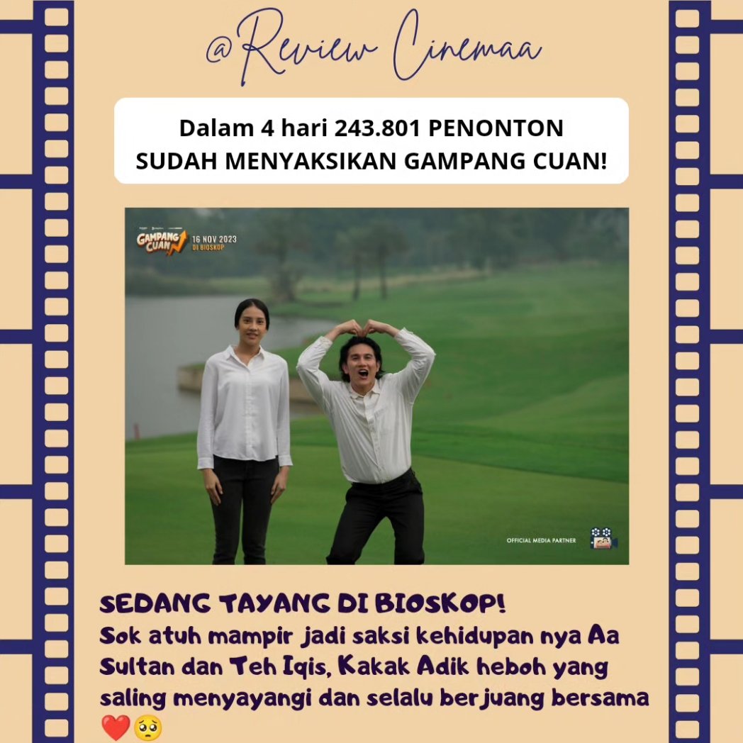Pricilliady's tweet photo. Yang belum nonton BURUAN KE BIOSKOP sih
Di jamin gak bakal nyesel! ak nnton tuh ngakak dan nangis jugaaa HUHUHAHA intinya mah dari awal tuh, film yg istimewa,Dapet pelajaran beharga juga dri film Gampang Cuan ini ❤️
@gampangcuanfilm @VinoGBastian__ 

#GampangCuan #GampangCuanFilm https://t.co/57X48gTWtQ