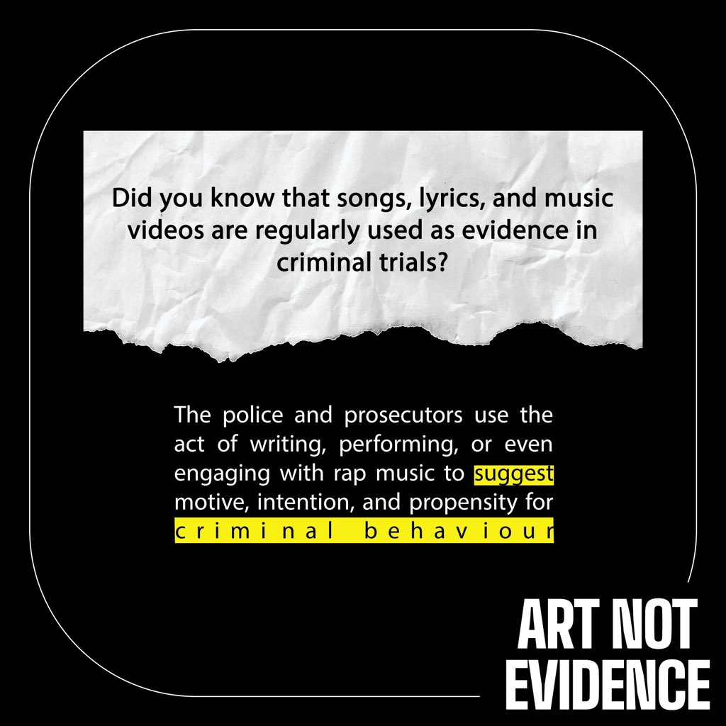 artnotevidence's tweet image. ✍️ Sign our open letter calling for law reform to keep creative and artistic expression out of court 🤝 link in bio