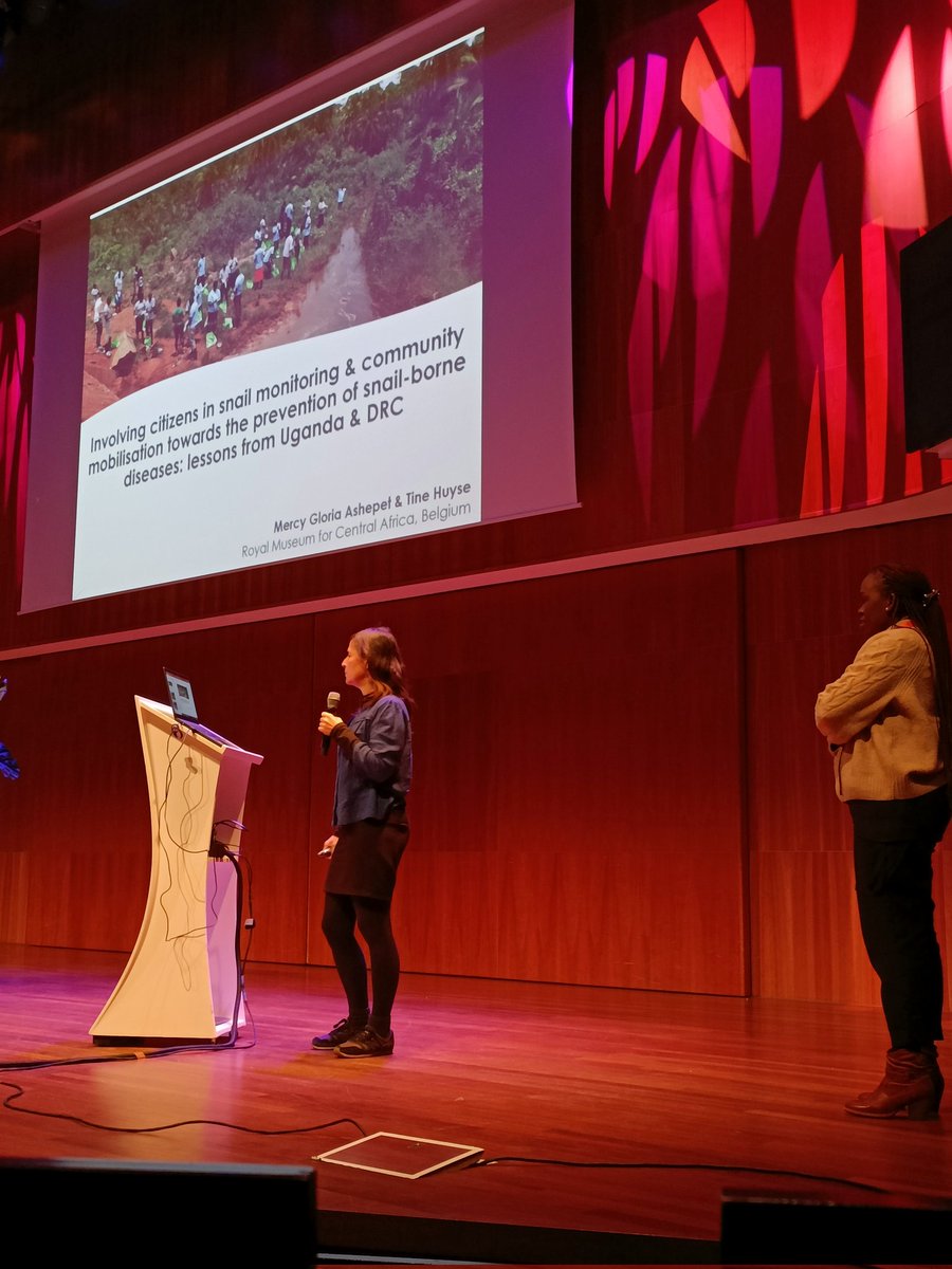 MPM_Vanhove's tweet photo. Currently at @ectmih2023, @HuyseTine and @MG_Ashepet from @africamuseumbe are presenting on the impressive use of citizen science for vector snail monitoring in @ProjectAtrap. https://t.co/HMIc1RoKuQ