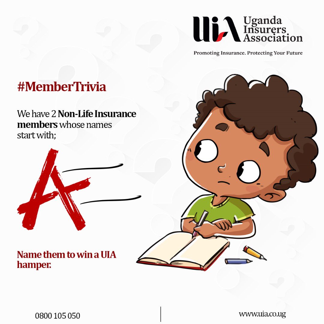 The_UIA's tweet image. #KnowYourInsurer

How much do you know about our members. 

Testing one, two. Answer correctly to win.
 
#UIA #NonLifeInsurance #InsuranceTrivia #UIAMembership