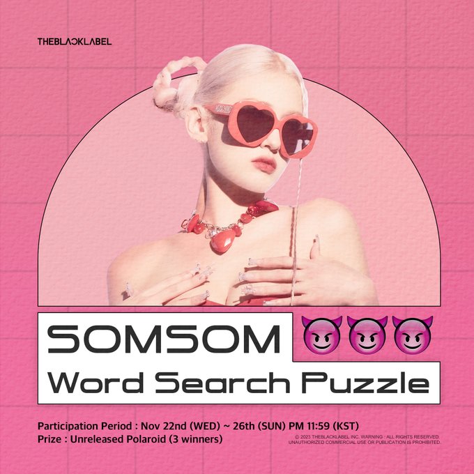 [📢] SOMSOM QUIZ '솜솜영역 가로세로 퍼즐' 이벤트 안내  자세한 내용은 아래 팬카페를 통해 확인 부탁드리며, 솜뭉치 여러분의 많은 참여 바랍니다! 🩷  ▶ https://t<a href="/tag/event"class="tags"><span>#event</span></a><a href="/tag/jeonsomi"class="tags"><span>#jeonsomi</span></a><a href="/tag/%EC%A0%84%EC%86%8C%EB%AF%B8"class="tags"><span>#전소미</span></a><a href="/tag/theblacklabel"class="tags"><span>#theblacklabel</span></a><a href="/tag/%EB%8D%94%EB%B8%94%EB%9E%99%EB%A0%88%EC%9D%B4%EB%B8%94%20"class="tags"><span>#더블랙레이블 </span></a>