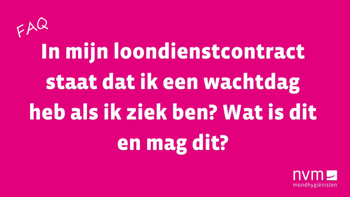FAQ - In mijn loondienstcontract staat dat ik een wachtdag heb als ik ziek ben? Wat is dit en mag dit? Het antwoord op deze en meer veelgestelde vragen vind je op onze website:
nvmmondhygienisten.nl/mijn-nvm/werkn…

#faq #loondienst #nvmmondhygiënisten