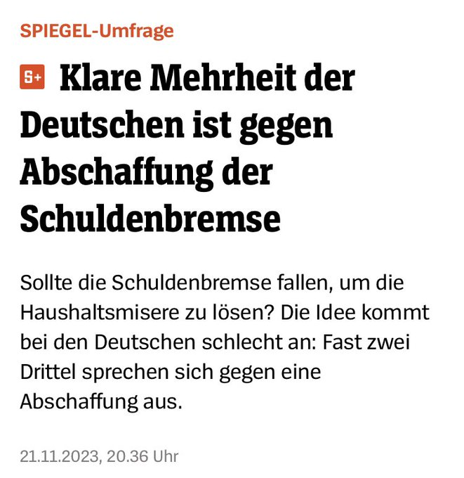 Die Mehrheit der Deutschen weiß überhaupt nicht, was genau die Schuldenbremse ist. Und die bürgerlichen Medien sowie die Politiker von SPD, Union, FDP und Grüne haben seit 2009 alles dafür getan, dass das so ist.