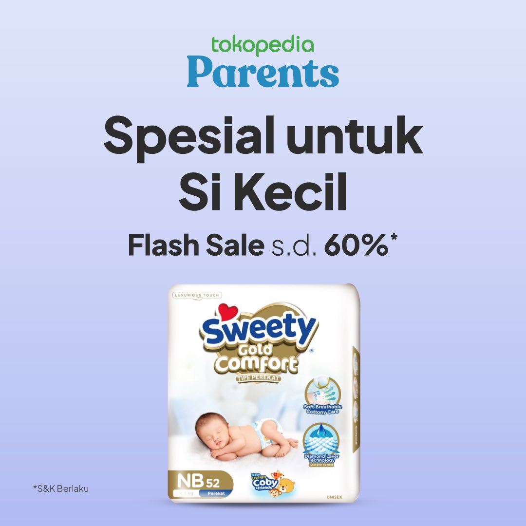 tokopedia's tweet photo. Flash sale popok hingga 60%?? Cuma di Tokopedia Parents~ 🤩
Selain popok, ada banyak barang kebutuhan anak yang lain juga looooh! Yuk langsung belanja disini >>https://t.co/4rc4uM2Dga
#tokopediaparentsfair #mombaby #promotokped https://t.co/fWR5CUnbx8