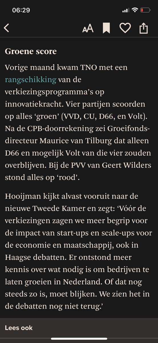 Slechtste score op innovatie en ondernemers: #PVV met @Wilders, aldus Groeifonds directeur in @FD vandaag. Diepe score rood. Dat is slecht voor onze economie en portemonnee.