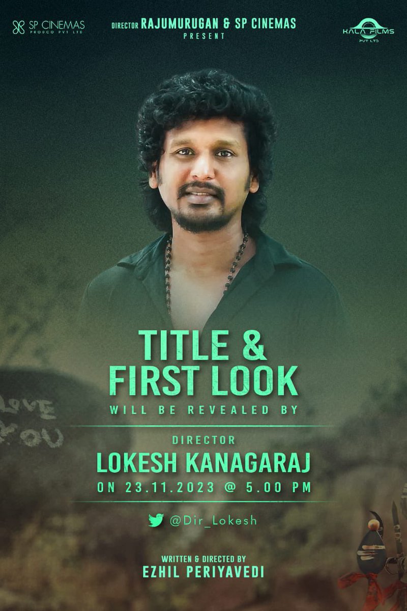 My dream 🤩🥳✨🦋

Thrilled to have filmmaker <a href="/Dir_Lokesh/">Lokesh Kanagaraj</a> unveil the 1st look of #SPCinemasNext👣 

Tomorrow, 23rd Nov. 5 PM🕔

A film by <a href="/Ezhil_Periavedi/">Ezhil Periavedi</a> 🎬
A @SeanRoldan Musical 🎶

<a href="/thespcinemas/">SP CINEMAS (PRODCO PVT LTD)</a> @RajuMurugan <a href="/KalaFilms/">KALA FILMS</a> <a href="/Sridhar_DOP/">Sridhar</a> <a href="/SamRdx6/">Sam Rdx</a>  <a href="/iharisankar/">HARISANKAR *அரிசங்கர்*</a>