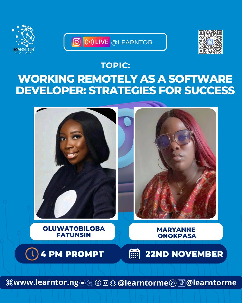 learntorme's tweet image. 🚀 Join us as we dive into the world of remote work!

Tune in to our Instagram Live session today as we explore &apos;Working Remotely as a Software Developer: Strategies for Success&apos;.

Don&apos;t miss out on valuable insights and tips!  #RemoteWork #SoftwareDeveloperLife #InstagramLive