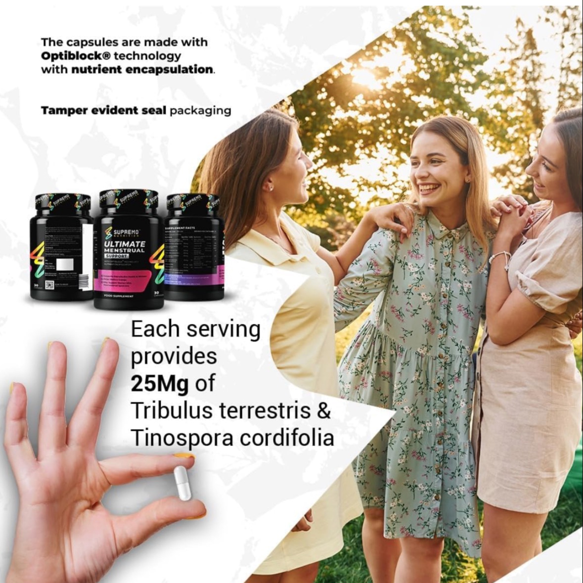 Unlock the power of #menstrualsupport with SUPREMO™ Nutrition! 🌸 Our capsules are crafted with #Optiblock® technology, ensuring nutrient encapsulation for maximum effectiveness. #SupremoNutrition #OptiblockTechnology #MenstrualSupport