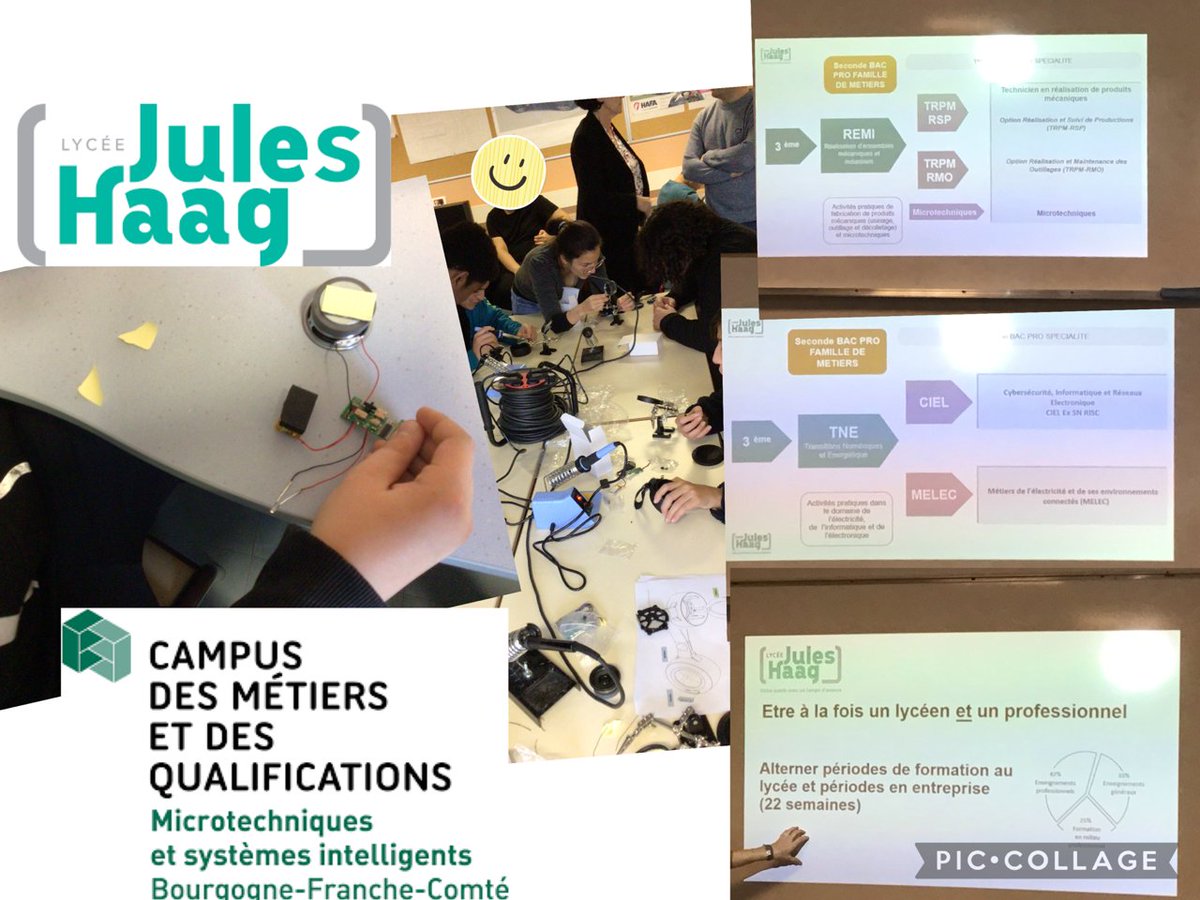 Accueil d'élèves du <a href="/ClgDiderot/">Collège Diderot</a> <a href="/diderot25/">RéseauDiderot25</a> <a href="/acbesancon/">Académie de Besançon</a> au technilab du LP Jules Haag (site Marceau). Découverte des formations professionnelles avec fabrication d'un objet (enceinte bluetooth), visite des plateaux techniques et rencontre avec des élèves de Bac Pro et de BTS