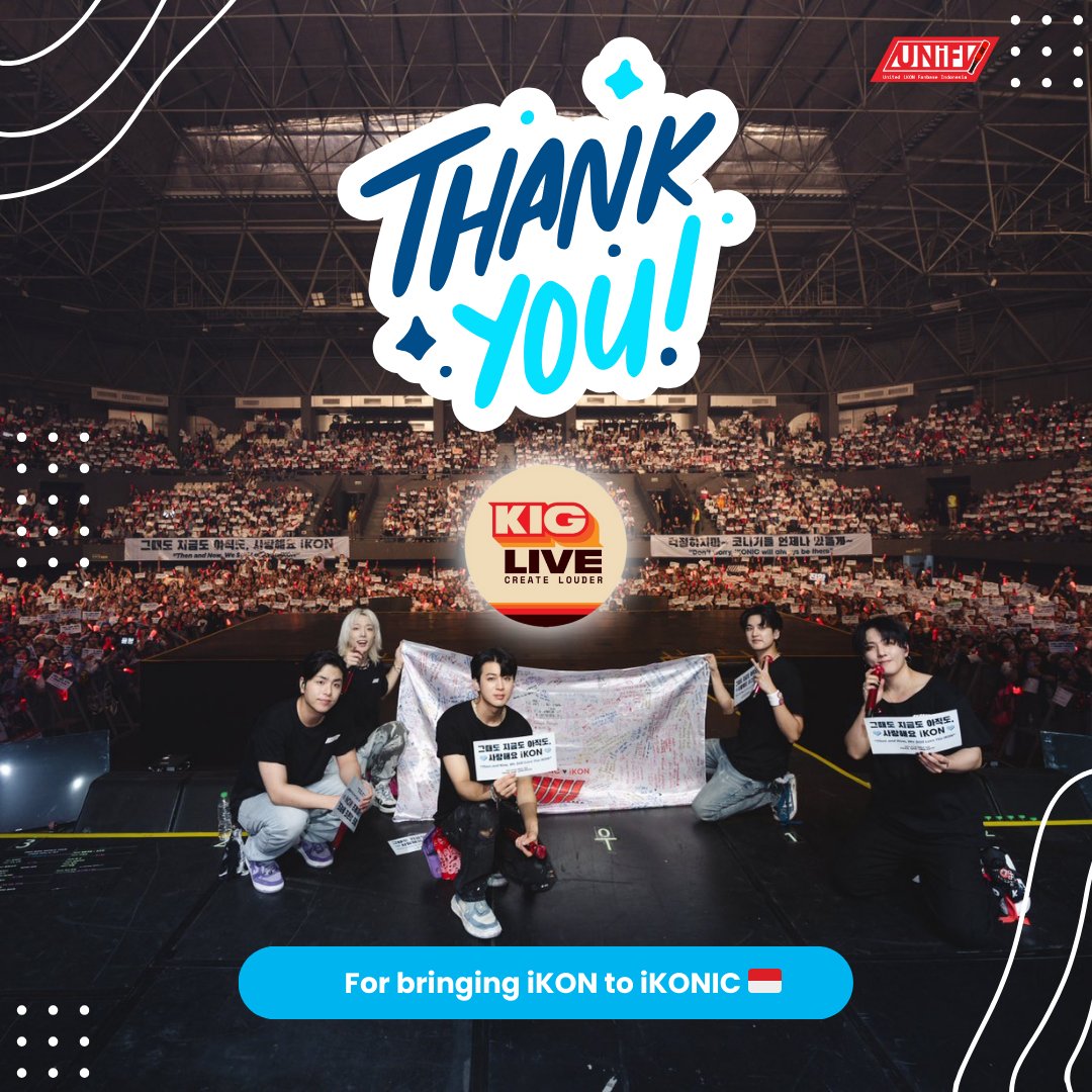 Terima kasih kami ucapkan untuk @kigliveid karena sudah membawa iKON ke Indonesia dan berusaha melakukan yang terbaik untuk membantu iKONIC membuat kenangan indah bersama iKON. Terima kasih karena selalu berusaha menanggapi & mempertimbangkan concern dan masukan dari iKONIC