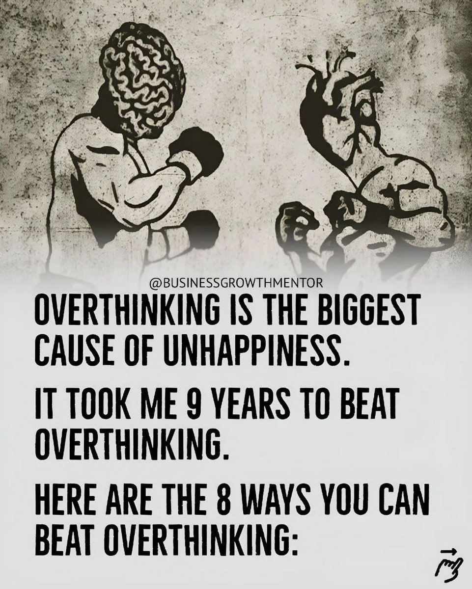 SeekWiser_'s tweet photo. Overthinking is the biggest cause of unhappiness.

It took me 9 years to beat it.

Here are 8 ways you can beat overthinking: https://t.co/3lSBujoywC