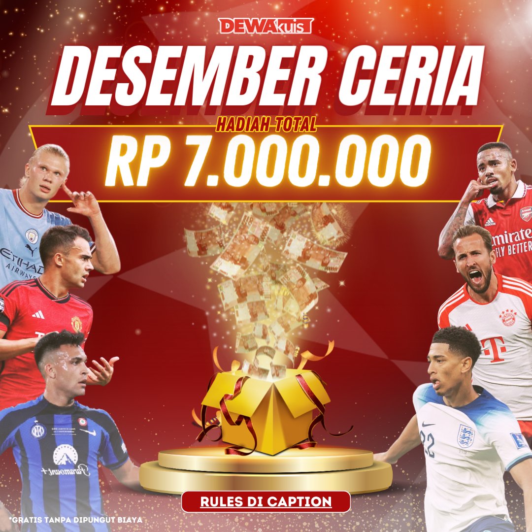 Dewa_Kuis's tweet photo. GIVEAWAY BAGI-BAGI E-WALLET DAN HADIAH TOTAL RP 7.000.000 DARI DEWAKUIS

SNK :
7. Kumpulkan koin Dewakuis sebanyak-banyaknya dengan main kuis tebak pertandingan yang berlangsung di website Dewakuis selama periode event ini berlangsung.
8. Hadiah akan diberikan kepada posisi 1-20 Leaderboard Website Dewakuis.
9. Pemenang yang tidak ada di list peserta OTOMATIS DISKUALIFIKASI.
10. Event dimulai tanggal 01 Desember 2023 dan berakhir pada 29 Desember 2023.
11. Pemenang akan diumumkan pada tanggal 03 Januari 2024, beserta SYARAT KLAIM HADIAH.
12. Semua keputusan admin adalah mutlak dan tidak dapat diganggu gugat.
13. Segala macam pertanyaan seputar event bulanan silahkan chat admin grup Whatsapp.
14. Jika terindikasi kecurangan seperti double win (1 orang banyak akun) akan langsung didiskualifikasi.

#dewakuis #tebakskor #tebakskor #giveaway #giveaway #giveawayindo #bagibagihadiah #desemberceria #desember2023 #garudaindonesia #premierleague #pialadunia #uefa #worldcup13:16