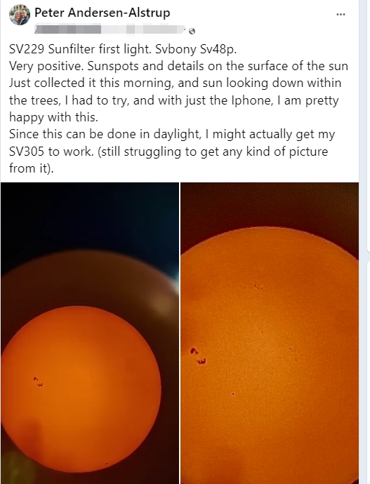 SVBONYsvbony's tweet photo. Some feedback from our SV229 solar filter customers. 🧐Thank Peter Andersen-Alstrup and SC Liew for sharing. ❤️
Do you want to get one?
Click this link to order👇: https://t.co/26HZltwZ1x
#Svbony #SV229 #solar #filter #solarfilter #blackfridaysale #astro https://t.co/kGM2yDbIFi