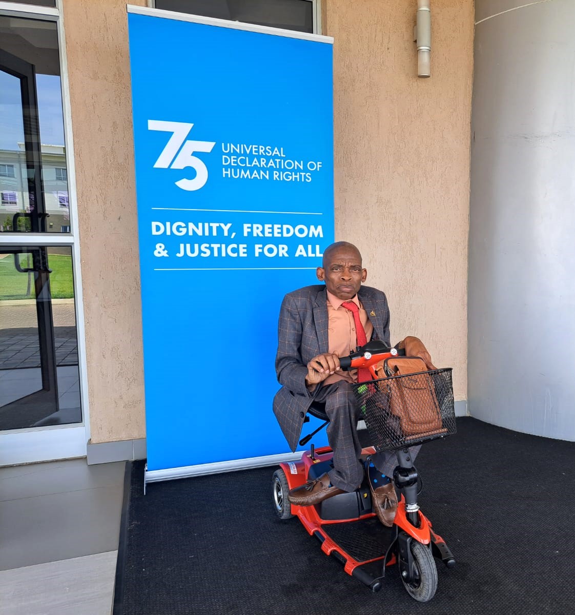 ohchr_sa's tweet photo. Today as a person with disability, I am proud to say we have a platform to discuss the #HumanRights of persons with disabilities. This is in line with the #SDGs &amp; #CRPD. This confirms "nothing about us without us" &amp; "leave no one behind" - Wabotlhe Chimidza, BOFOD. #HumanRights75 https://t.co/A0AtjzS4uU