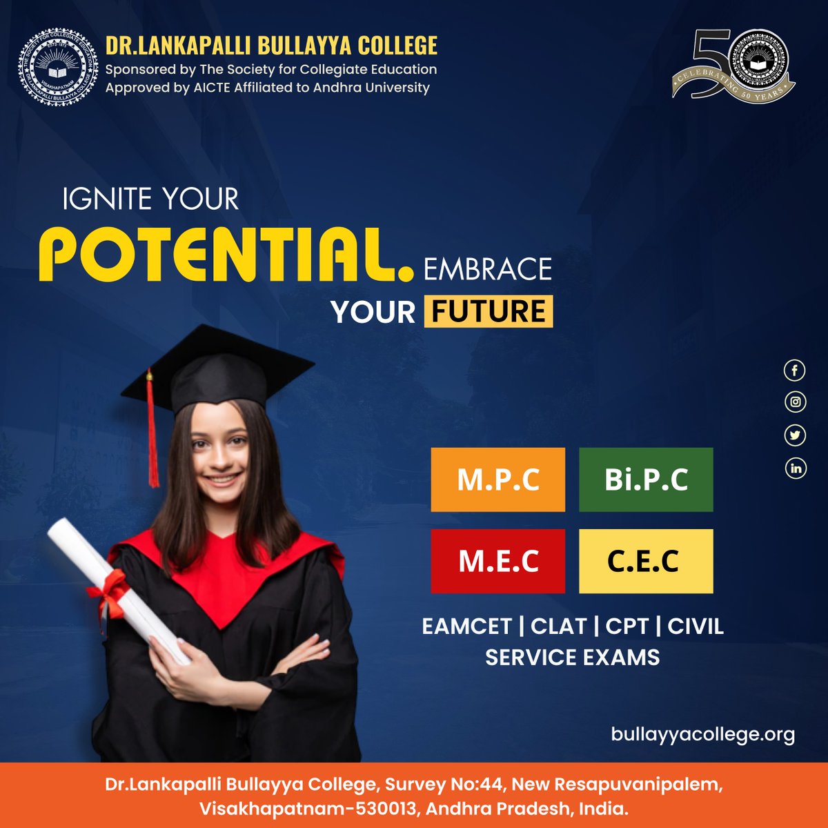 🔥🚀 Ignite your potential and embrace your future in 
✅ M.P.C, 
✅ Bi.P.C, 
✅ M.E.C, 
✅ C.E.C
Prepare for EAMCET, CLAT, CPT, Civil Service Exams, and more! 

#FutureReady #EducationGoals #CareerPathways #ExamPreparation #EAMCETPrep #CLATExam #CPTExam #CivilServiceExams