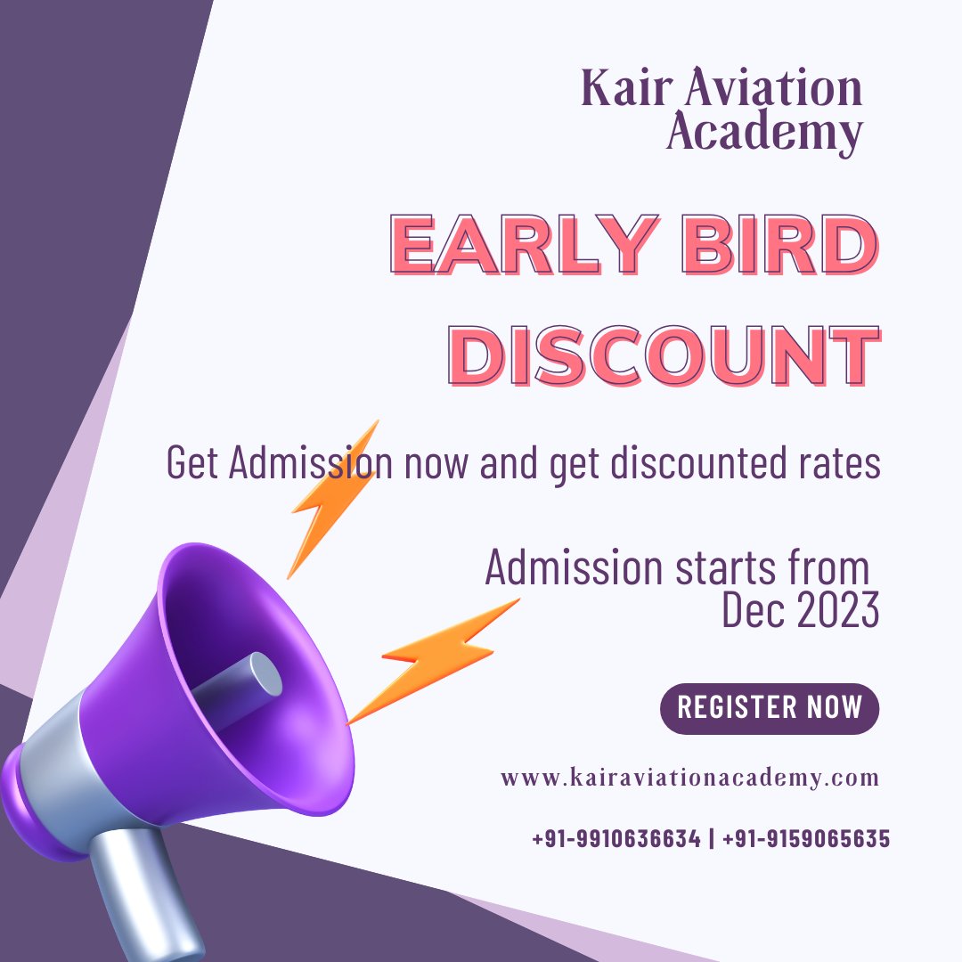 kairaviationac2's tweet image. KAir Aviation Academy - Pilot Ground &amp;amp; Flying Training.  Certified pilot course from one of the best academies in India.  Get an &apos;EARLY BIRD&quot; discount by enrolling now. 
Admission starts from DEC 2023. Hurry and book your slots!
 #kairacademy #Kairaviationacademy #pilotacademy