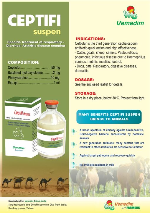 VemedimCompany's tweet photo. 𝐂𝐄𝐏𝐓𝐈𝐅𝐈 𝐬𝐮𝐬𝐩𝐞𝐧
Specific treatment of respiratory - Diarrhea- Arthritis disease complex.
Website: https://t.co/FX4MP0uKsI
#animals #veterinary #animalproduction #cattle #goat #sheep #camels #mastitis #footrot #metritis #cat #dogs #respiratory https://t.co/laGDj1xjOe