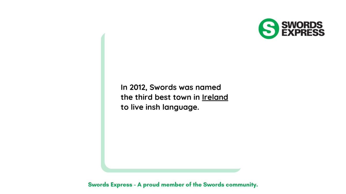 SwordsExpress's tweet photo. Did you know? Swords is not just a charming town; it's a hub of remarkable history and culture! In 2012, it earned the prestigious title of the third best town in Ireland to live in.
Swords Express - A proud member of the Swords community. 🚌💚 
#swordsexpress #swordscommunity https://t.co/d9cx8NF4do