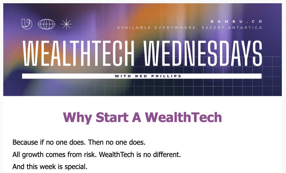 Join our newsletter WealthTech Wednesdays! This week: Why start a WealthTech? The real risk isn't in taking chances—it's in staying safe.
#WealthTech #WealthTechWednesdays #RiskTakers