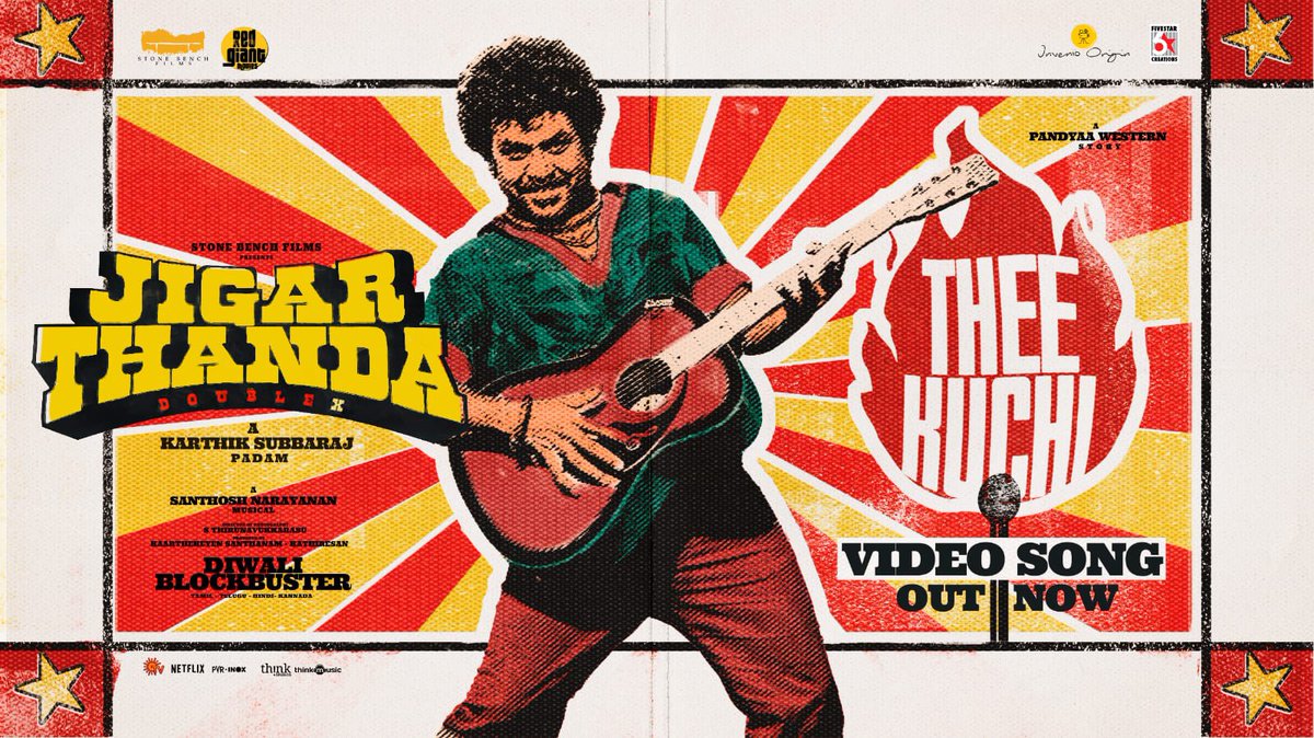 The vibe of the 70s is here! #TheeKuchi from #JigarthandaDoubleX - video song out now. ▶️ youtu.be/4OYbOzBFKG4 #DoubleXDiwaliBlockbuster - running successfully in theatres now! @karthiksubbaraj @offl_Lawrence @iam_SJSuryah @dop_tirru @Music_Santhosh @thisisysr…