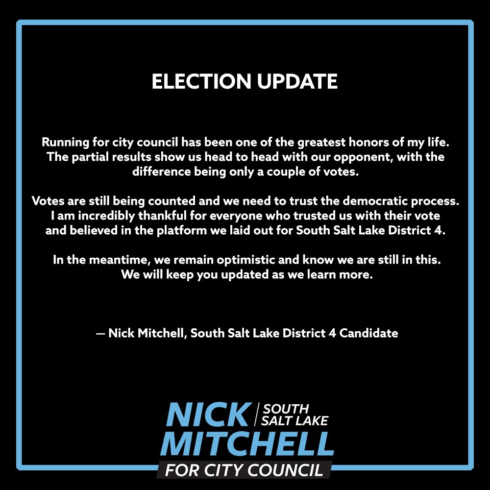 Update on the status of the election.